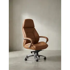 KADIMA DESIGN Chefsessel Echtleder Caramel