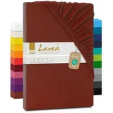 Lavea Spannbettlaken Maya, in Gr. 60x140, 90x200, 120x200, 140x200, 180x200 oder 200x220 cm, Baumwolle, Gummizug: rundum, (1 Stück), Jersey Spannbetttuch für Topper, Boxspring- und Wasserbetten braun 140/160 cm x 200 cm