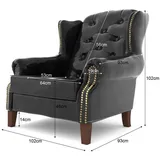 s-style möbel Chesterfield-Sessel, Schwarz Textil, Echtholz,Birke, 1-Sitzer, Füllung: Silikon,Silikon,Komfortschaum, 102x102x93 cm/ Oeko-Tex®, Hergestellt in Europa, Wohnzimmer, Sessel, Chesterfield-Sessel