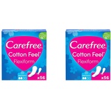 Carefree Slipeinlagen Cotton Feel Flexiform mit Frischeduft, 100% atmungsaktiv mit langanhaltendem Frischegefühl, Größe Normal, 56 Stück (Packung mit 2)