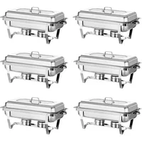 Jacgood Chafing Dish Profi Set Toulouse, Edelstahl Warmhaltebehälter, Speisewärmer, Rechaud, Chafing Dishes für Catering, Buffet und Party (6 Packung)