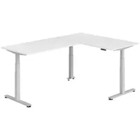Bümö Eckschreibtisch Weiß, Silber, Nachbildung, Rechteckig, 160x74x240 cm, FSC