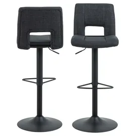 Actona Barhocker ACTONA GROUP "Sylvia Barstuhl, Höhenverstellbar", grau (dunkelgrau), B:41,5cm H:115cm T:52cm, 100% Polyester, Hocker, Barhocker, Trompetenfuß, Gasfeder, drehbar, vertikale Nähte, 2er-Satz