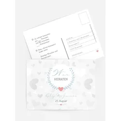 Antwortkarten Hochzeit selbst gestalten mit Spruch und Fotos im Onlinedesigner bei Meine-Kartenmanufaktur.de
