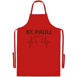 multifanshop Grillschürze - St. Pauli - Herzschlag - Druck braun - Schürze