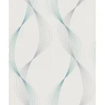 Rasch Textil Vliestapete Grafik 10,05 x 0,53 m 300 g Grau/Weiß/Türkis 475623