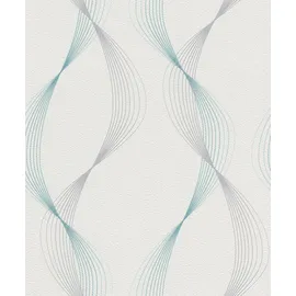 Rasch Textil Vliestapete Grafik 10,05 x 0,53 m 300 g Grau/Weiß/Türkis 475623
