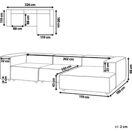 Beliani Modul Ecksofa 4-Sitzer ARDAL Bouclé Cremeweiß linksseitig