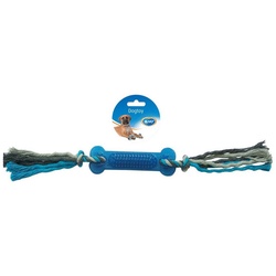 DUVO+ Spielknochen Hundespielzeug Knot Baumwolle + 2 Knots & Gummi grau/blau, Maße: 45 cm