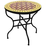 Marrakesch Orient & Mediterran Interior Gartentisch Marokkanischer Mosaiktisch Estrella Bordeaux Gelb 80cm, Handarbeit, Handarbeit rot