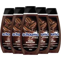 Schauma XTRA Koffein-Shampoo Hair Booster (5x 400 ml), Haarshampoo hilft Haarausfall vorzubeugen, Shampoo mit Koffein aktiviert die Haarwurzel bei kraftlosem & dünnem Haar