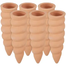 Relaxdays Tonkegel Bewässerung, Gießkegel 6er Set, 1,5 Liter PET-Flaschen, für Zimmerpflanzen & Balkonkästen, terrakotta