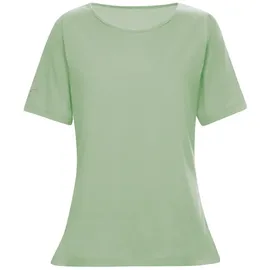 TRIGEMA T-Shirt "TRIGEMA T-Shirt DELUXE Baumwolle mit Kristallsteinen", Damen, Gr. 3XL, grün (grün tea), Single Jersey, 100% Baumwolle, Basic, lang, Rundhals, Shirts T-Shirt