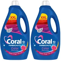 Coral Colorwaschmittel Optimal Color XXL Flüssigwaschmittel für länger strahlende Farben mit Farbpflege-Kraft natürlicher Herkunft 60 WL (Packung mit 2)