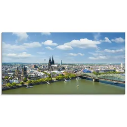 Glasbild ARTLAND "Köln Rheinpanorama", blau (farbe bild(er): blau), B:100cm H:50cm, Bilder, in verschiedenen Größen