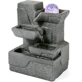 Dyna-Living Zimmerbrunnen Tischbrunnen mit Rollender Kugel, Brunnen Polyresin Springbrunnen LED-Beleuchtung Mehrfarbig, Tischplatte Wasserbrunnen Wasserfall Brunnen, 20 x 15 x 10cm