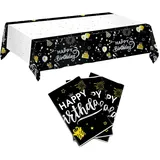 Geburtstag Tischdecke Schwarz, 3 Stücke Papiertischdecke 274 x 137 cm, Kindergeburtstag Partytischdecken Geeignet für Geburtstagsfeiern und Dinnerpartys
