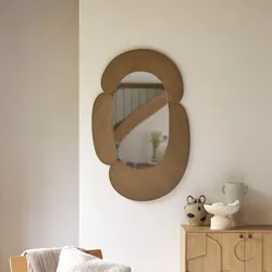 Ovaler Spiegel aus hellem Mindiholz 75x115 Eda