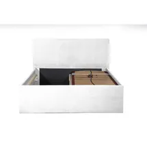 Halmon Schlafkomfort Betten Polsterbett, Gent Weiß 100 x 200 x 32 cm Stauraum Ohne Matratze und Lattenrost