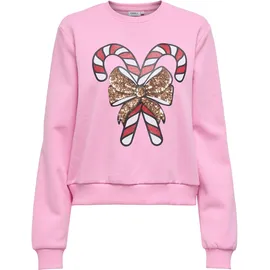Only Weihnachtssweatshirt Sweatshirt Bonbon Print: Candy Rosa S