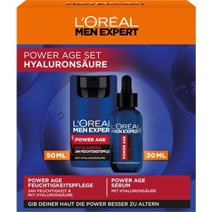 L’Oréal Paris Men Expert Collection Power Age Geschenkset 24H Revitalisierende Feuchtigkeitspflege 50 ml + Hyaluronsäure Serum 30 ml