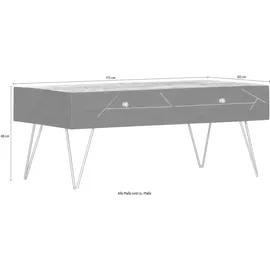 GUTMANN FACTORY Couchtisch GUTMANN FACTORY "Scan", schwarz (schwarz, gold, goldfarben, schwarz), H:48cm T:60cm, Tische, Couchtisch, Hairpin Beine, moderner Couchtisch aus Massivholz Mango oder Akazie