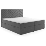 Möbel Punkt Boxspringbett MALIBU mit Bettkasten 160 x 200 cm Webstoff Anthrazit Bett Bettkasten