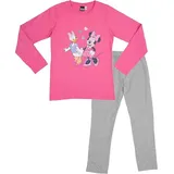 UNITED LABELS Disney Minnie Mouse Schlafanzug für Mädchen - Minnie & Daisy Kinder Pyjama Set Langarm Oberteil mit Hose Pink/Grau (as3, Numeric, Numeric_122, Numeric_128, Regular, 122-128) - 122-128