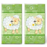 20 einzelne Taschentücher Tiermotive Grinsendes Schaf. 2 Packungen mit 10 einzelnen Papiertaschentücher bedruckt als Geschenk.