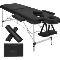 TECTAKE 2 Zonen Massageliege-Set mit Polsterung, Massagerollen und Aluminiumgestellschwarz