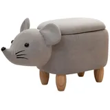 Svita Tierhocker Stauraum Kinderhocker Sitzhocker Kinderzimmer Sitzbox Maus Grau