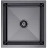 QLS Spülbecken Unterbau Edelstahl VIVI 47 x 45 cm Graphit mit Siphon 11230 - Grau