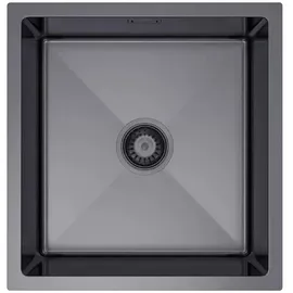 QLS Spülbecken Unterbau Edelstahl VIVI 47 x 45 cm Graphit mit Siphon 11230 - Grau