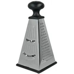 Metaltex Pyramide Universalreibe, Inox-Edelstahl, Gemüsehobel mit feiner, mittlerer, grober Reibe und Gurkenhobel, Maße: 10,8 x 22,5 cm