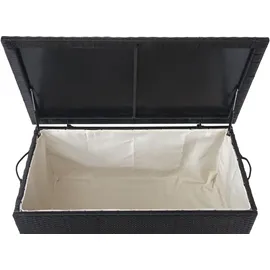 Mendler Poly-Rattan Kissenbox HWC-D88, Gartentruhe Auflagenbox Truhe Premium schwarz, 63x135x52cm 320l
