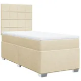 vidaXL Boxspringbett mit Matratze Creme 90x200 cm Stoff