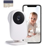 nooie Babyphone Kamera, Babyphone mit Kamera und SD Karte, WLAN Kamera Indoor mit APP und 2K HD Nachtsicht Gegensprechfunktion Kompatibel mit Alexa und 2.4Ghz WiFi, Bewegungs Geräuscherkennung