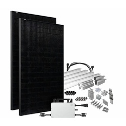 Offgridtec® Solar-Direct 860W HMS-800W-2T Balkonkraftwerk Bifazial Full Black Schukosteckdose -15m - Montageset Stockschrauben