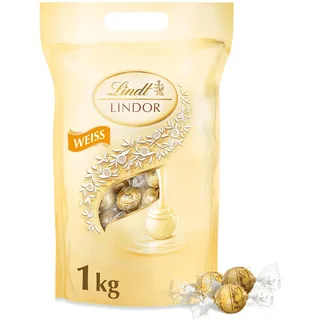 Lindt Pralinen Lindor Weiß, 1 kg Beutel, ca. 80 Kugeln