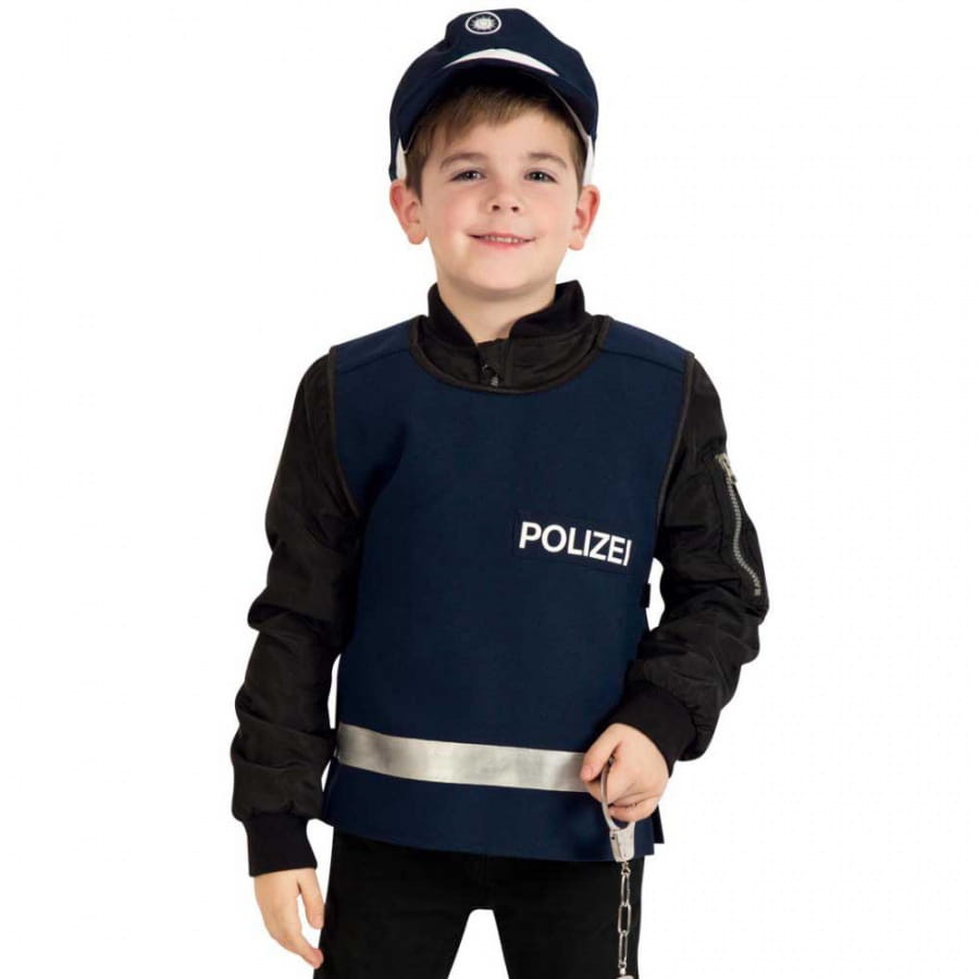 Fries Kinder-Kostüm Größe 140 Polizei-Weste Blau