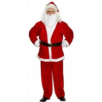 Dreamzfit - Deluxe-Weihnachtsmann-Kostüm für Erwachsene und Kinder, 5-teiliges Set – Nikolausmütze, Jacke, Hose, Bart und Gürtel ~ Weihnachtsmannkostüm für Herren und Jungen (Herren: XXL)