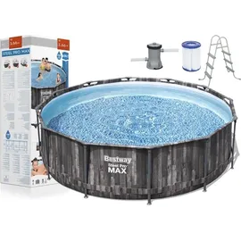 BESTWAY Steel Pro Max Frame Pool Set 366 x 100 cm holzoptik inkl. Filterpumpe