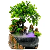 Zimmerbrunnen Wohnzimmer Wasserfall Tischbrunnen Desktop Bonsai Ornamente Desktop Brunnen, für Dekoration Wohnzimmer Schlafzimmer Büro Meditation und Entspannung, 20 * 15 * 28cm