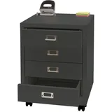 Mendler Rollcontainer HWC-L49, Schubladenschrank Stahlschrank Aktenschrank, Metall 55x40x41cm 4 Schubladen - dunkelgrau