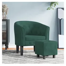 vidaXL Clubsessel mit Fußhocker Samt 59,4 x 53,4 x 56 cm Dunkelgrün