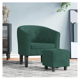 vidaXL Clubsessel mit Fußhocker Samt 59,4 x 53,4 x 56 cm Dunkelgrün