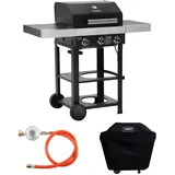 TAINO WABAYA 3+0 Gasgrill 3 Brenner Sear-Burner Schwarz Matt + Abdeckhaube