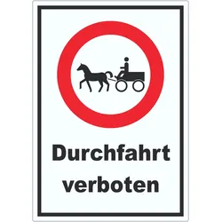 Durchfahrt verboten Kutsche Aufkleber A9 (37x52mm)