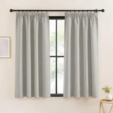 KGORGE Verdunklungsgardine Kräuselband für Schiene 2er Set 160 x 140 cm(HxB) Schlafzimmer Vorhänge Blickdicht Thermovorhang Kälteschutz Gardinen Thermo, Natur