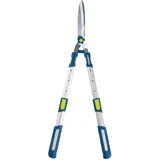 Hoberg Teleskop-Heckenschere | 4 Stufen einstellbar, 67-83 cm, Wellenschliff-Klingen, Karbonstahl | rutschfeste Griffflächen, Gelenkschonende Puffer